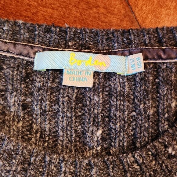 Boden Wool & Alpaca Sweater Dress, Vintage Size 8, Gray, Black White Multi Knit - Picture 10 of 12